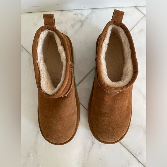 Lamo, 8, fleece lined tan leather platform ankle bootie warm cozy EUC - Picture 3 of 11